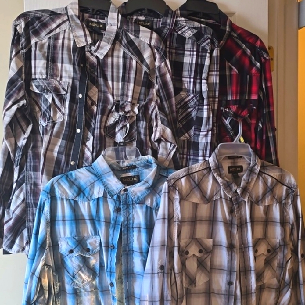 Men's button-down Helix shirts - set of 5 - all XXL
